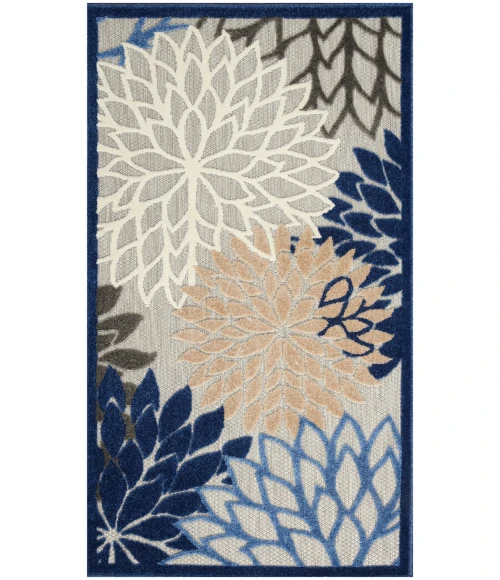 Nourison Aloha Area Rug ALH05 Blue/Multicolor 3' x 5'