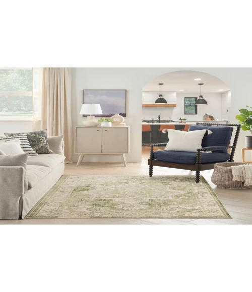 Nourison Astra Machine Washable Ivory Green ASW12 4 ft. X 6 ft. Rectangle Rug