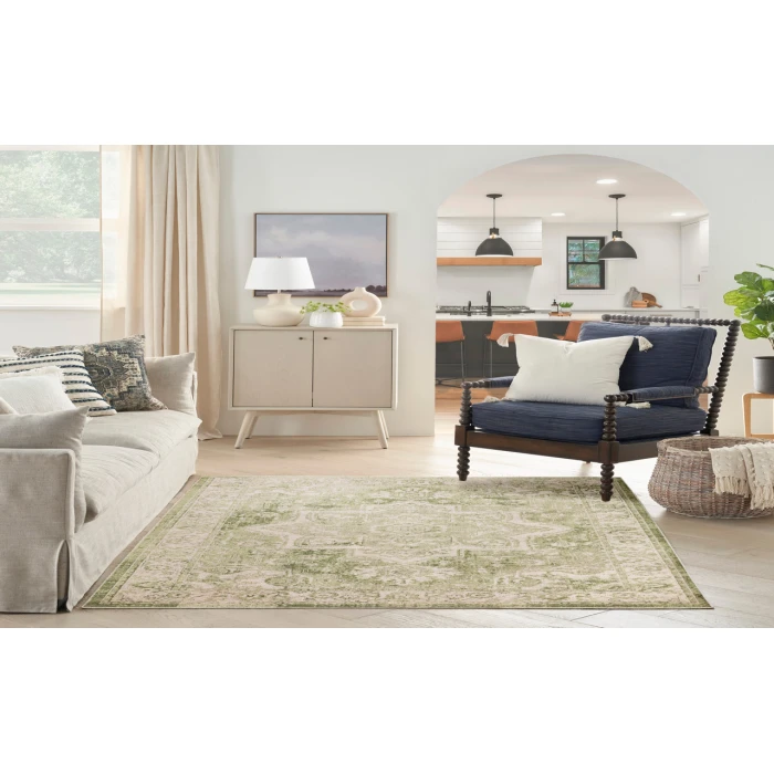 Nourison Astra Machine Washable Ivory Green ASW12 4 ft. X 6 ft. Rectangle Rug
