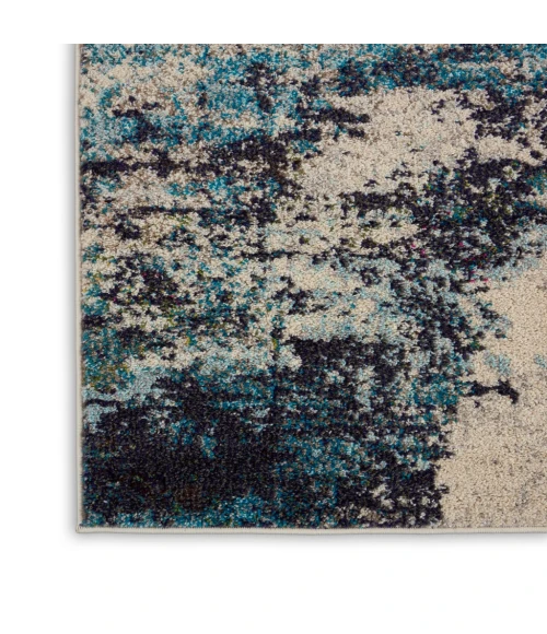 Nourison Celestial Runner Area Rug CES02-Ivory/Teal Blue