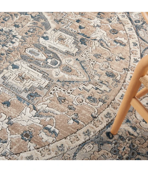 Nourison Quarry Beige Grey QUA05 8 ft. X Round Rug