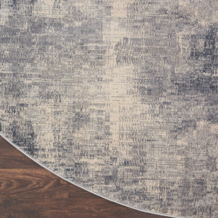 Nourison Rustic Textures Area Rug RUS02 Blue/Ivory 5'3" Round