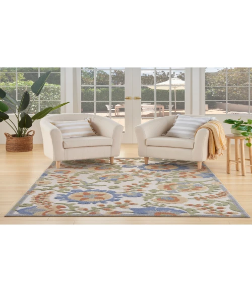 Nourison Aloha Ivory Blue ALH17 3 ft. 6 in. X 5 ft. 6 in. Rectangle Rug