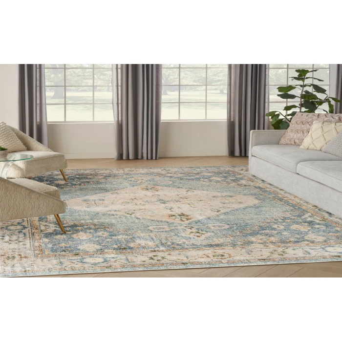 Nourison Astra Machine Washable Silver Blue ASW11 9 ft. X 12 ft. Rectangle Rug