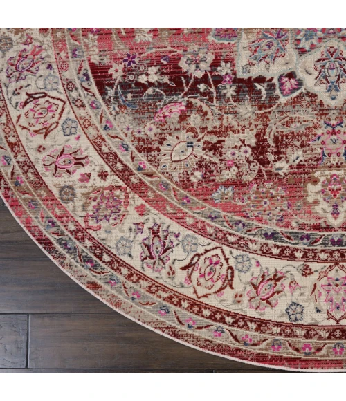 Nourison Vintage Kashan Round Area Rug VKA01-Red