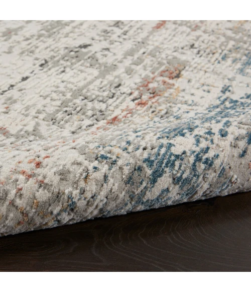 Nourison Rustic Textures Area Rug RUS14 Light Grey Multi 5'3" Round