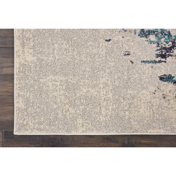 Nourison Celestial Area Rug CES02-Ivory/Teal Blue
