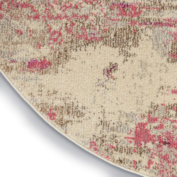 Nourison Celestial Round Area Rug CES02-Ivory/Pink
