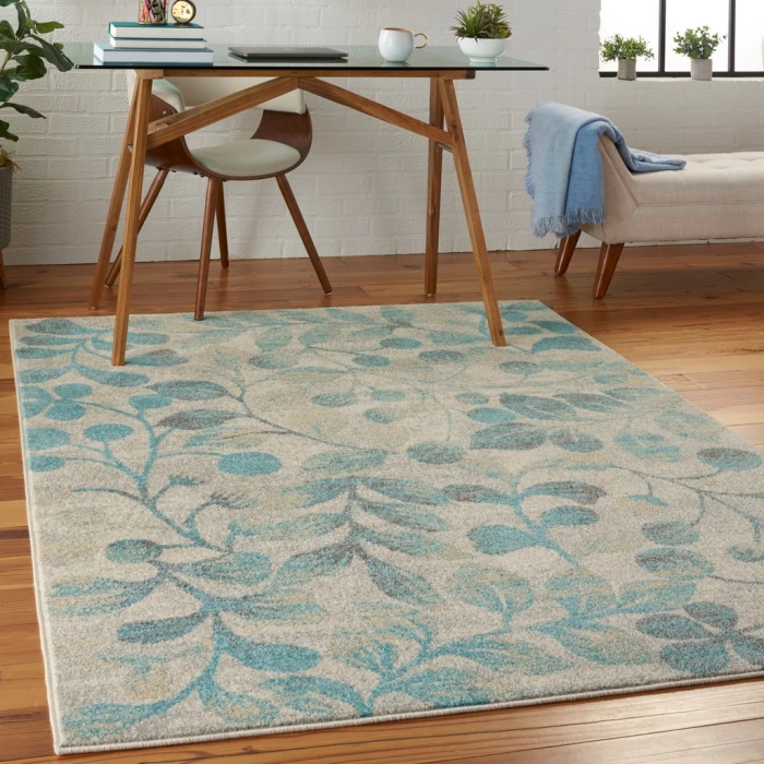 Nourison Tranquil Area Rug TRA03-Ivory/Turquoise
