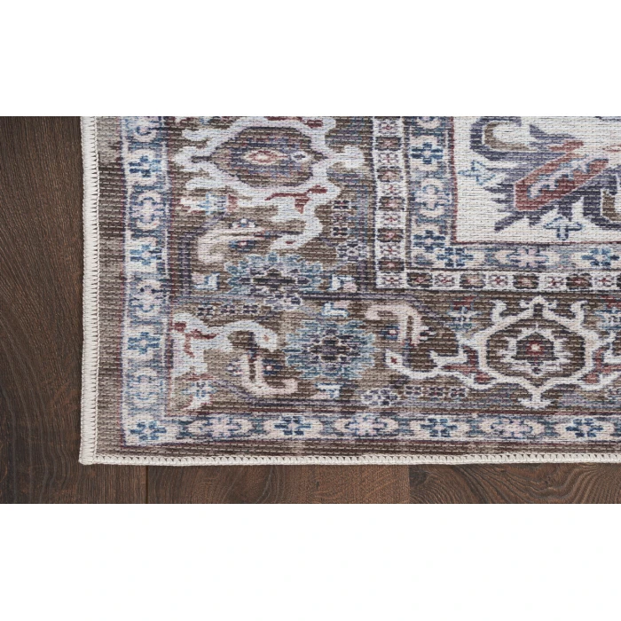 Nicole Curtis Machine Washable Series 1 Olive Ivory SR104 6 ft. X 9 ft. Rectangle Rug