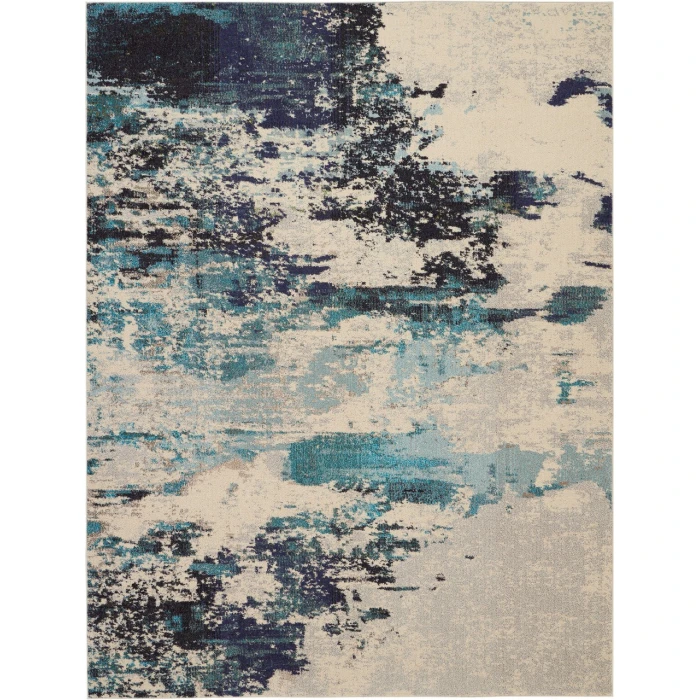 Nourison Celestial Area Rug CES02-Ivory/Teal Blue