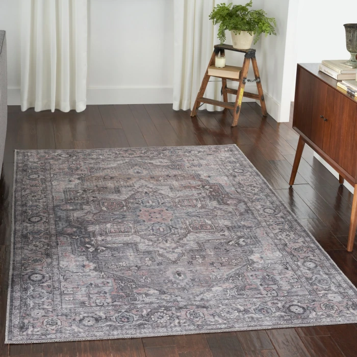 Nicole Curtis Machine Washable Series 1 Area Rug SR101 Black 5' x 7'