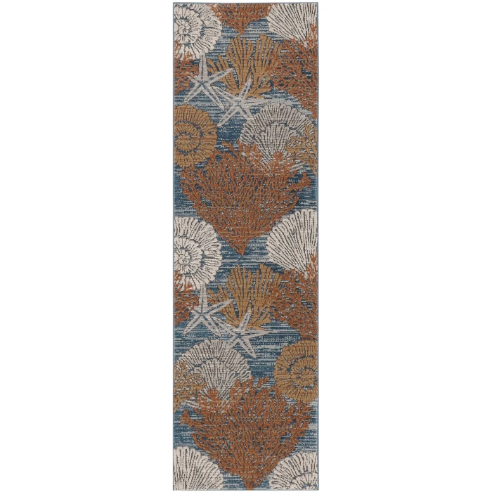 Nourison Seaside Blue Multicolor SDS04 8 ft. Rect. Rug