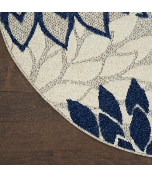 Nourison Aloha Round Area Rug ALH05-Ivory/Navy
