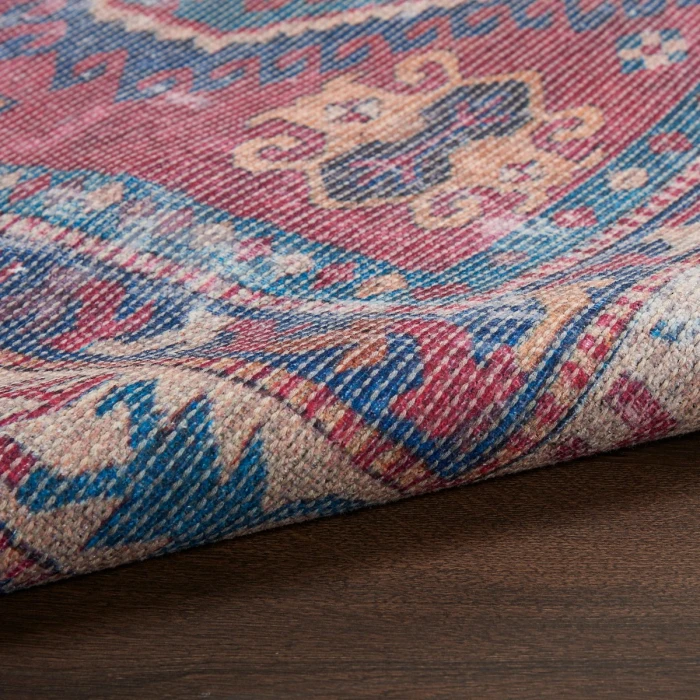 Nicole Curtis Machine Washable Series 1 Area Rug SR105 Red/Navy 2' x 4'