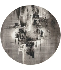 Nourison Home Twilight TWI30 Grey/Ivory/Black 8 ft. Round Area Rug