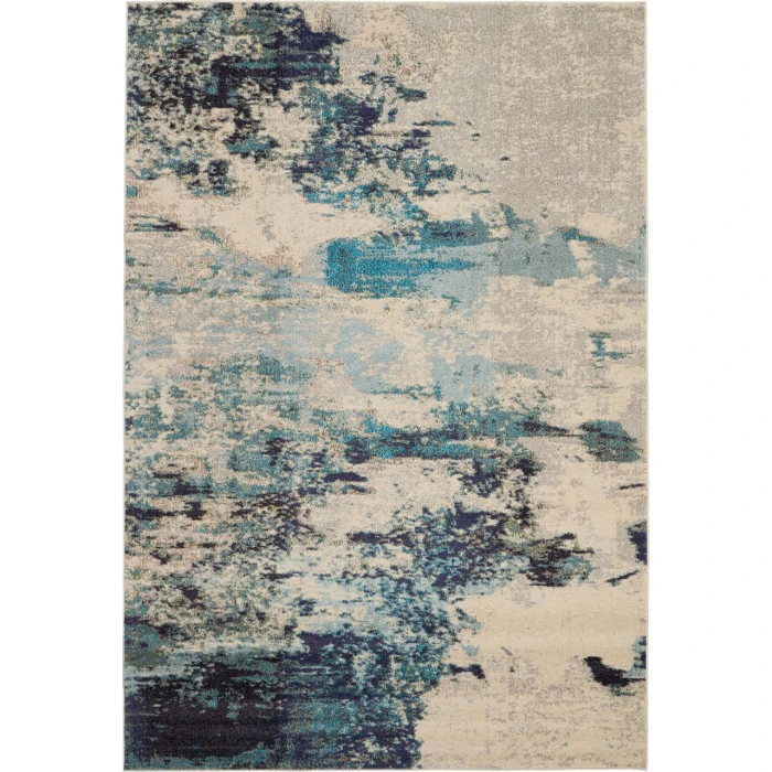 Nourison Celestial Area Rug CES02-Ivory Teal Blue