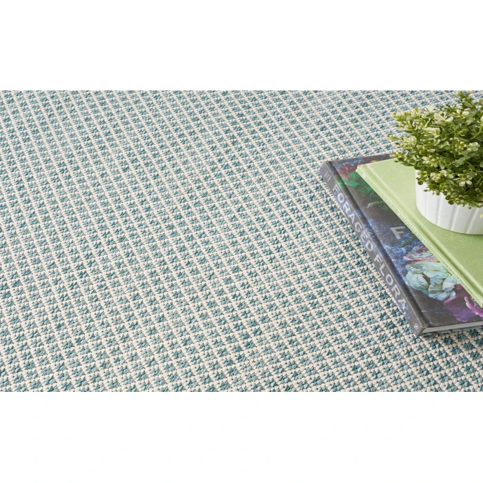 Nourison Courtyard Ivory Aqua COU01 5 ft. X 8 ft. Oval Rug