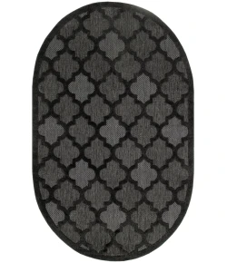 Nourison Home Easy Care NES01 Charcoal Black 6 ft. X 9 ft. Oval Area Rug