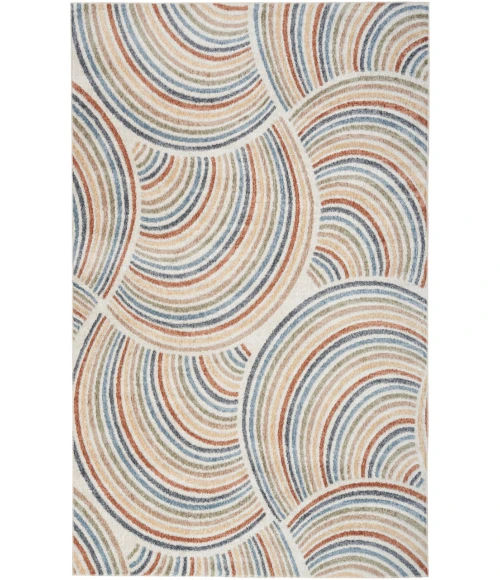 Nourison Astra Machine Washable Ivory Multicolor ASW08 6 ft. X 9 ft. Rectangle Rug