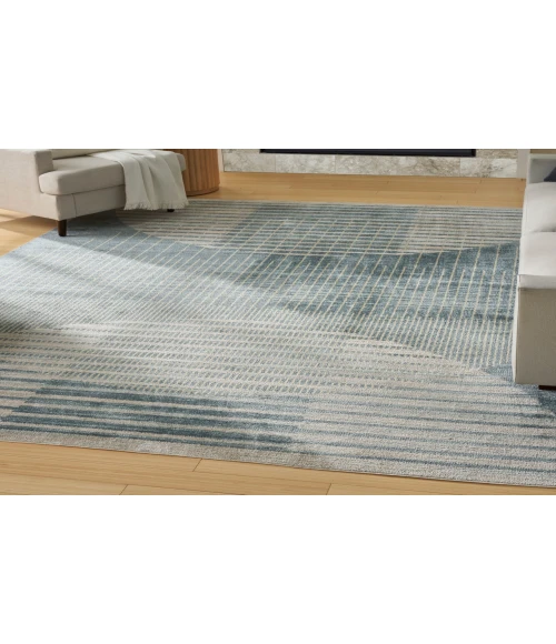 Nourison Astra Machine Washable Blue ASW03 6 ft. 7 in. X 9 ft. Rectangle Rug