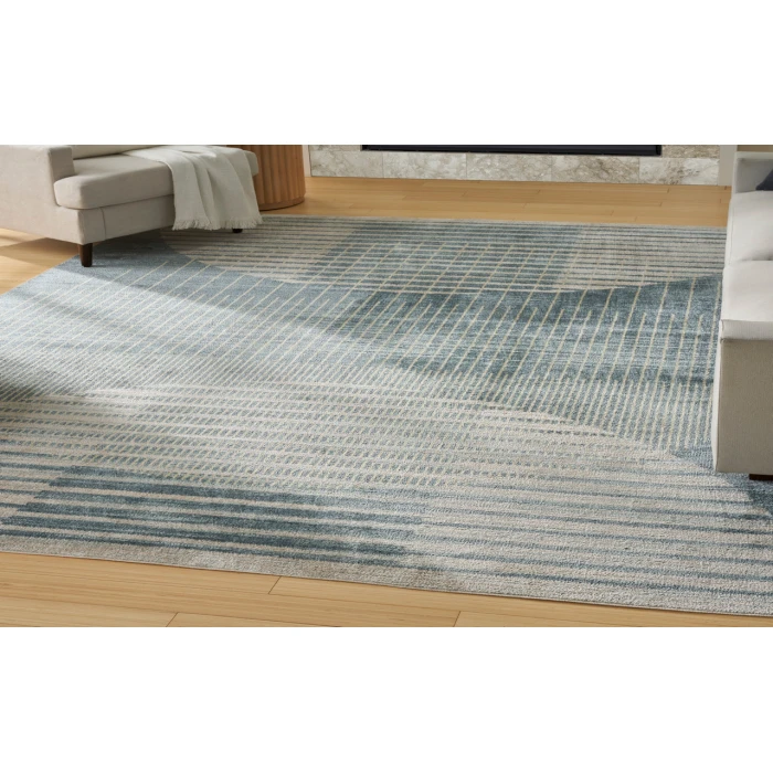 Nourison Astra Machine Washable Blue ASW03 6 ft. 7 in. X 9 ft. Rectangle Rug