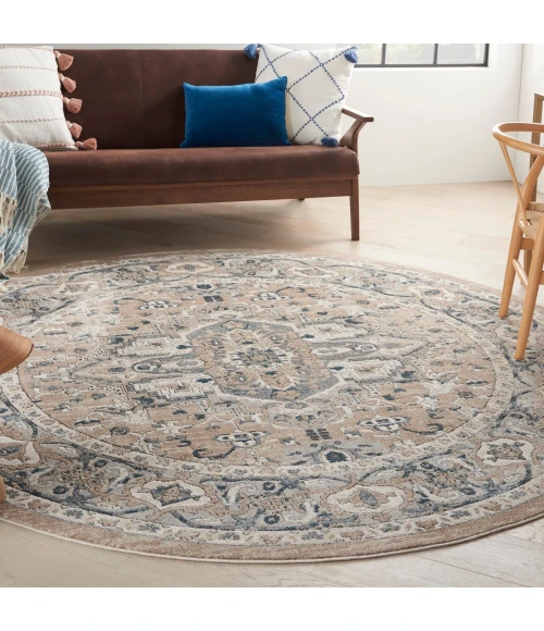 Nourison Quarry Beige Grey QUA05 8 ft. X Round Rug