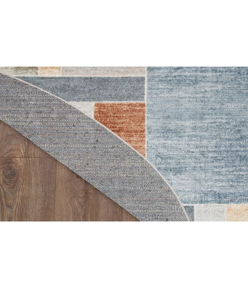 Nourison Astra Machine Washable Multicolor ASW09 5 ft. 3 in. Round Rug