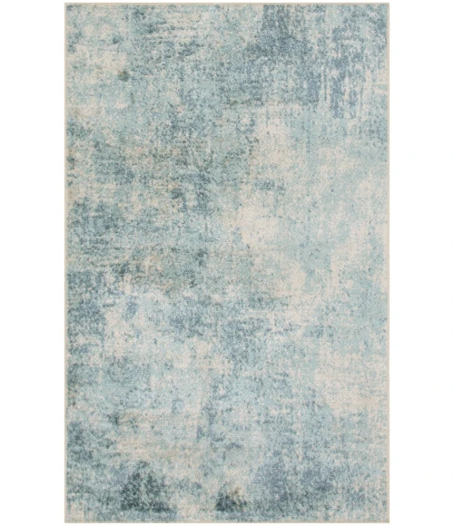 Nourison Astra Machine Washable Blue Ivory ASW07 3 ft. 3 in. X 5 ft. Rectangle Rug