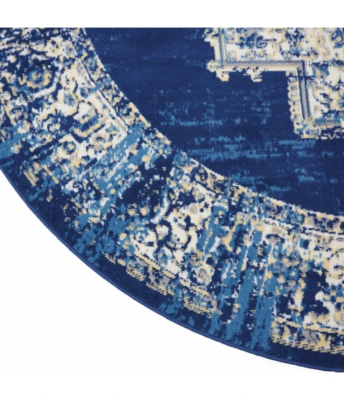 Nourison Grafix Round Area Rug GRF14-Navy Blue