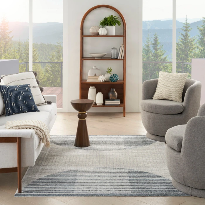 Nourison Astra Machine Washable Area Rug ASW03 Ivory Blue