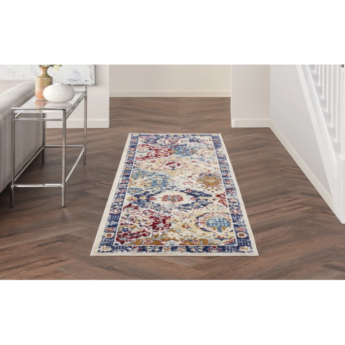 Nourison Grafix Blue Multicolor GRF31 2 ft. 3 in. X 7 ft. 6 in. Rectangle Rug