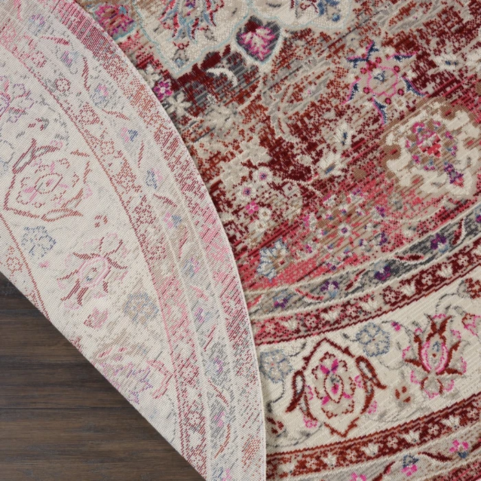 Nourison Vintage Kashan Round Area Rug VKA01-Red