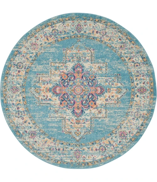 Nourison Passion Round Area Rug PSN03-Light Blue