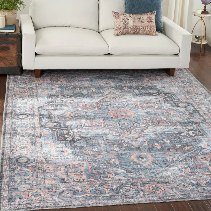 Nicole Curtis Machine Washable Series 1 Area Rug SR101 Blue 8' x 10'