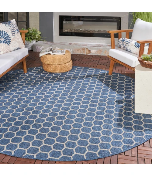 Nourison Twist Reversible Blue TWS01 8 ft. X Round Rug