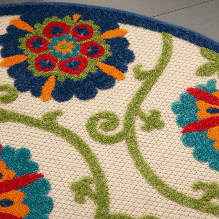 Nourison Aloha Round Area Rug ALH19-Blue/Multicolor