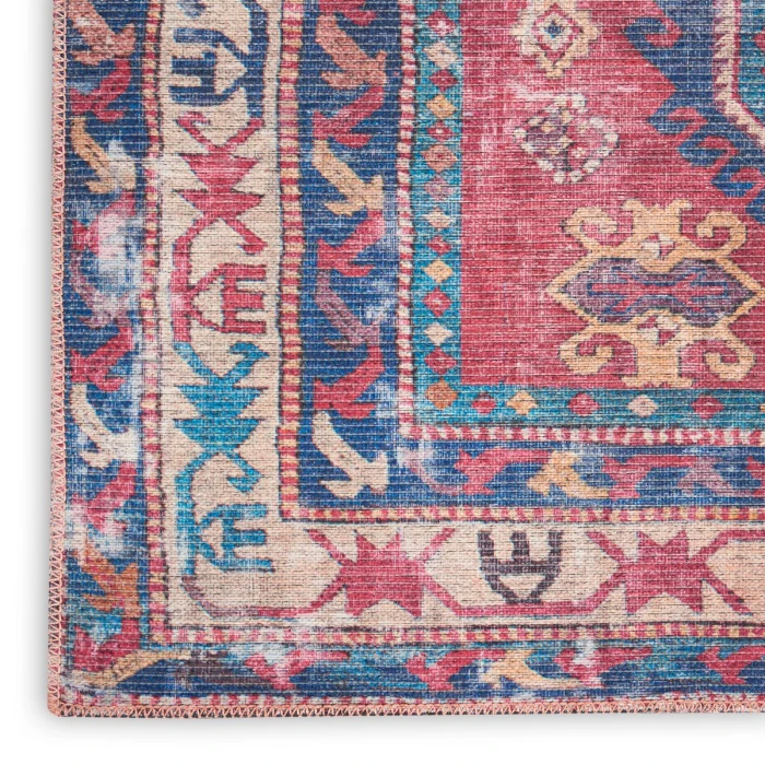 Nicole Curtis Machine Washable Series 1 Area Rug SR105 Red/Navy 4' x 6'