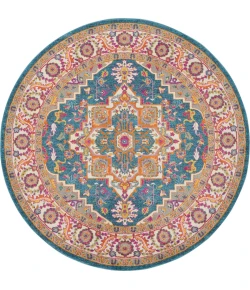 Nourison Home Passion PSN20 Teal Multicolor 8 ft. Round Area Rug