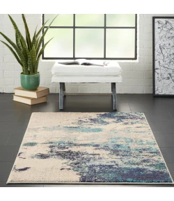 Nourison Home Celestial CES02 Ivory/Teal Blue 3 ft. X 5 ft. Area Rug