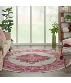 Nourison Home Passion PSN03 Ivory/Fuchsia 8 ft. Round Area Rug