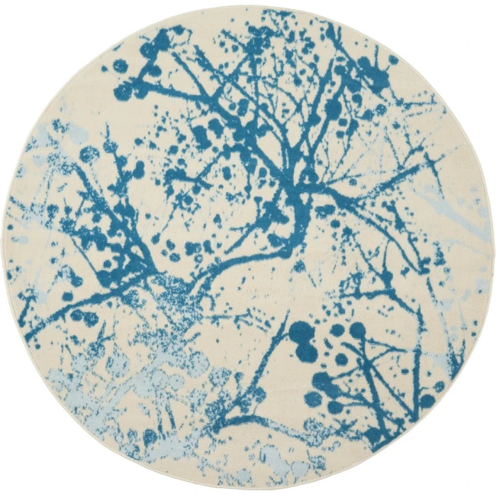 Nourison Jubilant Round Area Rug JUB12-Ivory/Blue