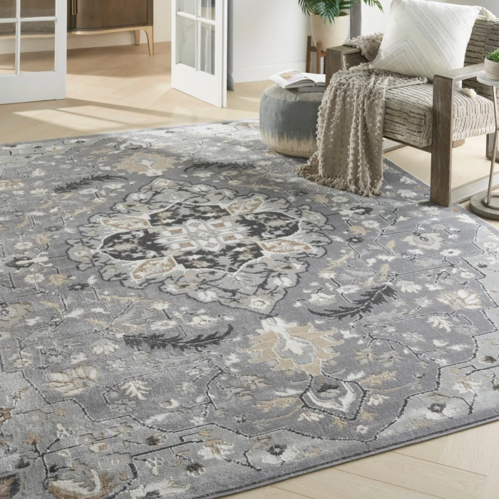 Nourison Elation Area Rug ETN09 Grey 9' x 12'