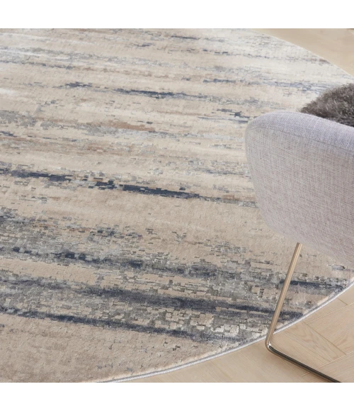 Nourison Rustic Textures Area Rug RUS04 Beige/Grey 5'3" Round