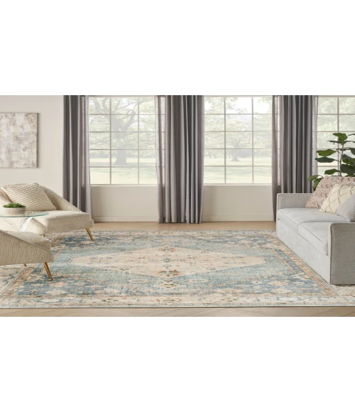 Nourison Astra Machine Washable Silver Blue ASW11 7 ft. 10 in. X 10 ft. Rectangle Rug