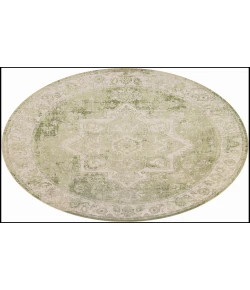 Nourison Home Astra Machine Washable ASW12 Ivory Green 5 ft. 3 in. Round Area Rug