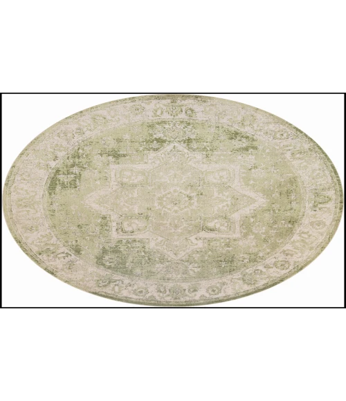 Nourison Astra Machine Washable Ivory Green ASW12 5 ft. 3 in. Round Rug