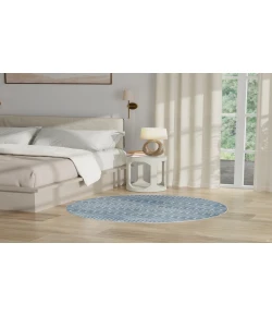 Nourison Home Astra Machine Washable ASW10 Blue 5 ft. 3 in. Round Area Rug