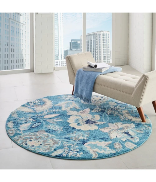Nourison Tranquil Round Area Rug TRA02-Turquoise