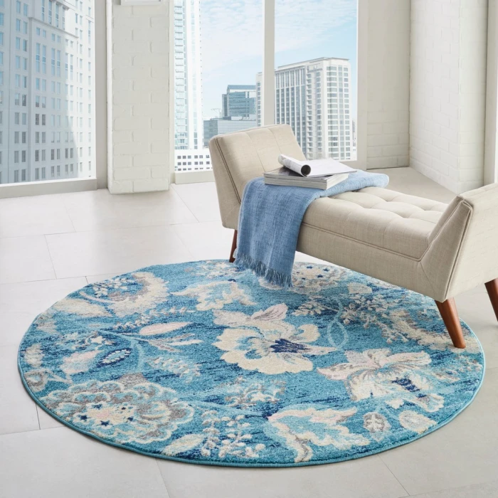 Nourison Tranquil Round Area Rug TRA02-Turquoise